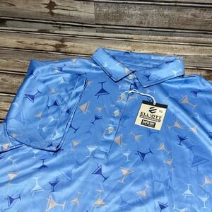 Elliott Collection Women's XL Blue Martini Print Golf Polo Moisture Wicking